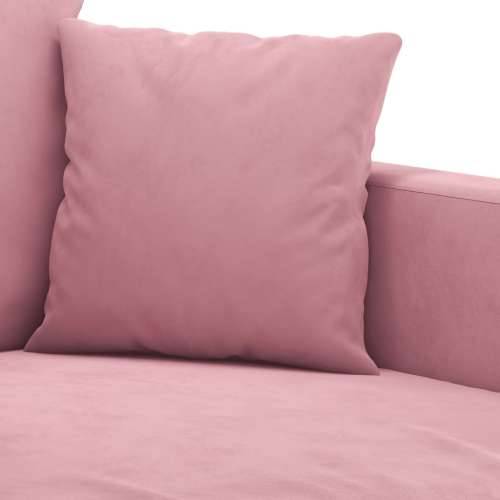 3-dijelni set sofa s jastucima ružičasti baršunasti - Ružičasta s jastučićima i tabureom Cijena