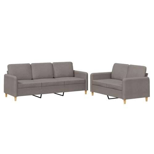2-dijelni set sofa s jastucima smeđesivi od tkanine - Sivo-smeđa Bez oslonca za noge Cijena
