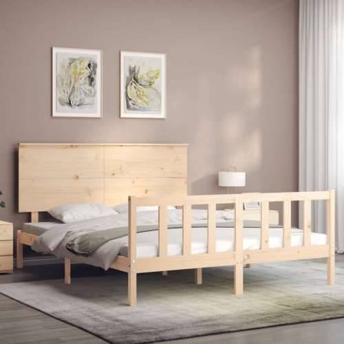 Okvir kreveta s uzglavljem veliki bračni od masivnog drva - Prirodna 150 x 200 cm Cijena