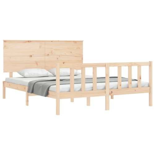 Okvir kreveta s uzglavljem veliki bračni od masivnog drva - Prirodna 150 x 200 cm Cijena