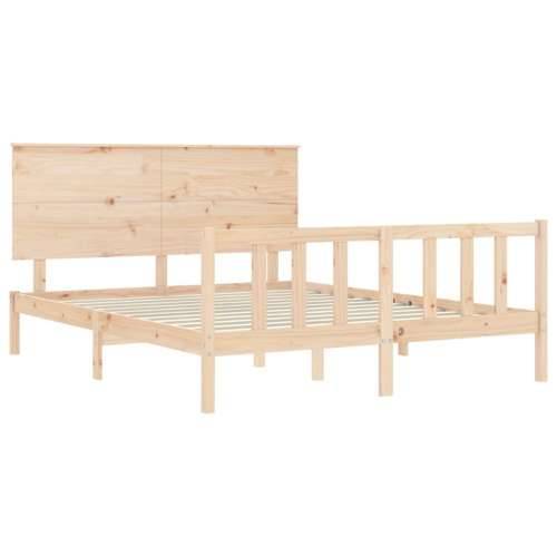 Okvir kreveta s uzglavljem veliki bračni od masivnog drva - Prirodna 150 x 200 cm Cijena