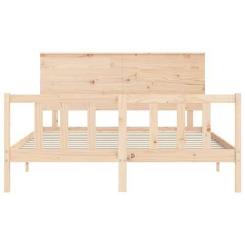 Okvir kreveta s uzglavljem veliki bračni od masivnog drva - Prirodna 150 x 200 cm Cijena