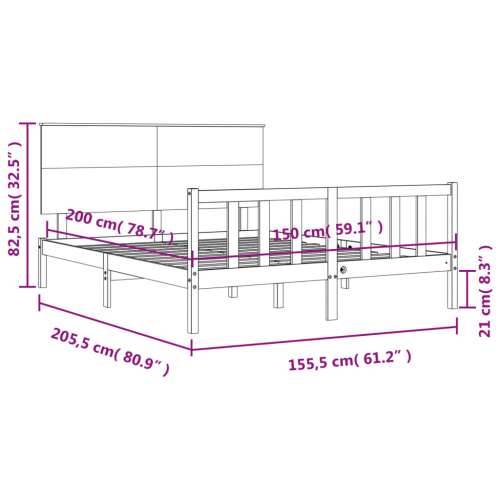 Okvir kreveta s uzglavljem veliki bračni od masivnog drva - Prirodna 150 x 200 cm Cijena