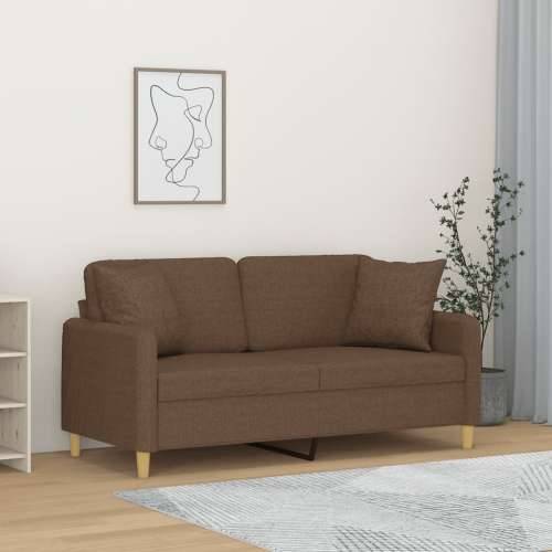 Dvosjed s ukrasnim jastucima smeđi 140 cm od tkanine - Smeđa 140 cm Cijena