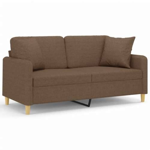 Dvosjed s ukrasnim jastucima smeđi 140 cm od tkanine - Smeđa 140 cm Cijena