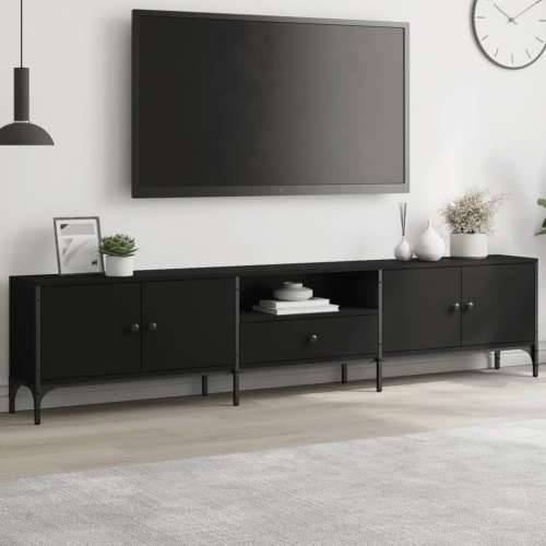 TV ormarić s ladicom crni 200 x 25 x 44 cm konstruirano drvo - Crna 1 Cijena