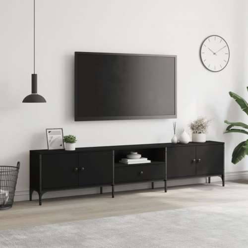 TV ormarić s ladicom crni 200 x 25 x 44 cm konstruirano drvo - Crna 1 Cijena