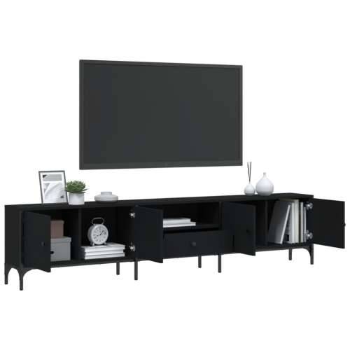 TV ormarić s ladicom crni 200 x 25 x 44 cm konstruirano drvo - Crna 1 Cijena