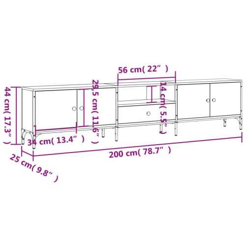 TV ormarić s ladicom crni 200 x 25 x 44 cm konstruirano drvo - Crna 1 Cijena