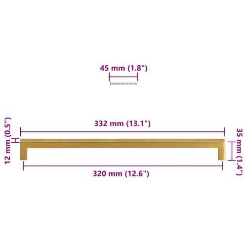 Ručke za ormarić 5 kom zlatne 320 mm od nehrđajućeg čelika - Zlatno 320 mm 5 Cijena