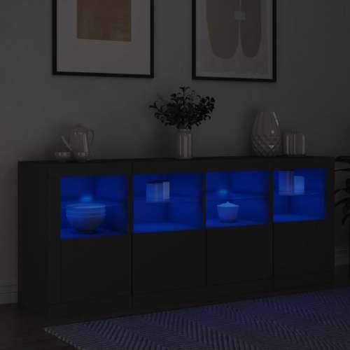 Komoda s LED svjetlima crna 163x37x67 cm - Crna 1 Cijena