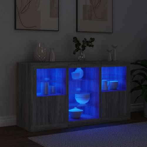 Komoda s LED svjetlima boja sivog hrasta 123x37x67 cm - Sivi hrast sonoma 1 Cijena