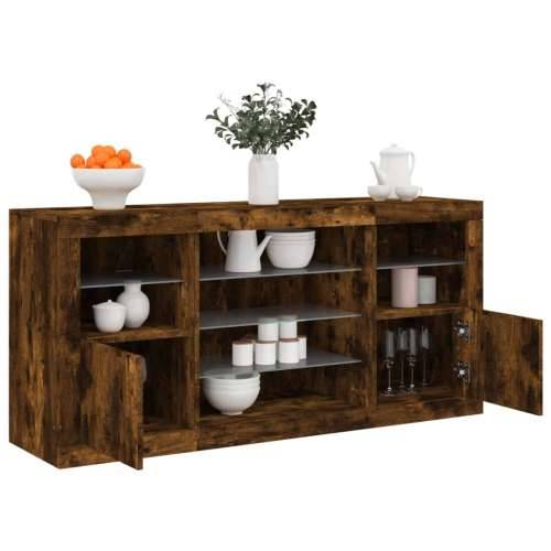 Komoda s LED svjetlima boja dimljenog hrasta 142,5x37x67 cm - Dimljeni hrast 1 Cijena