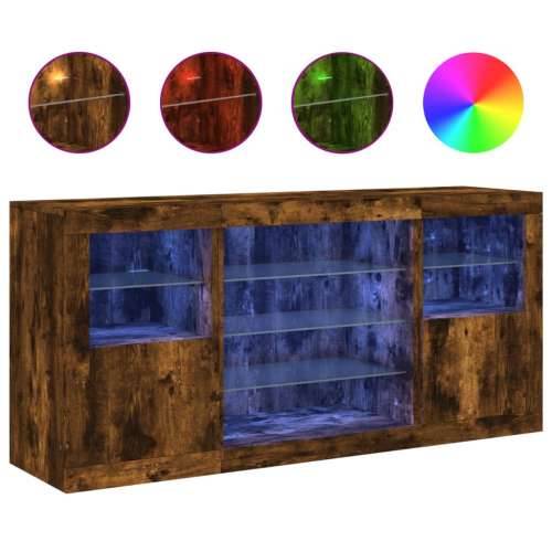 Komoda s LED svjetlima boja dimljenog hrasta 142,5x37x67 cm - Dimljeni hrast 1 Cijena