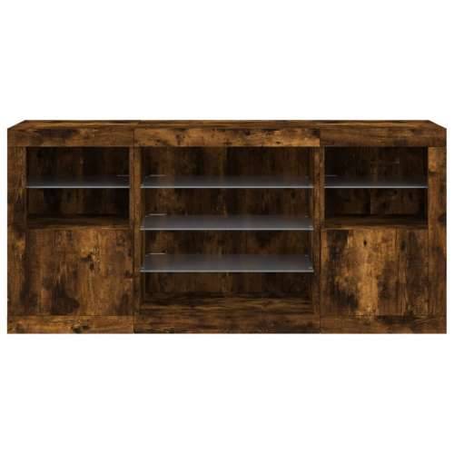 Komoda s LED svjetlima boja dimljenog hrasta 142,5x37x67 cm - Dimljeni hrast 1 Cijena