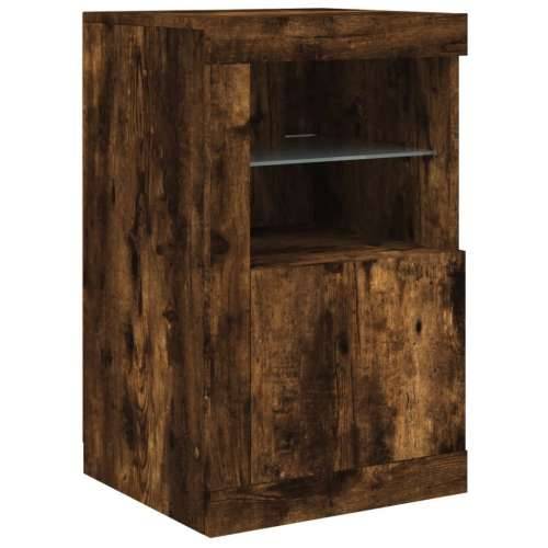 Komoda s LED svjetlima boja dimljenog hrasta 142,5x37x67 cm - Dimljeni hrast 1 Cijena