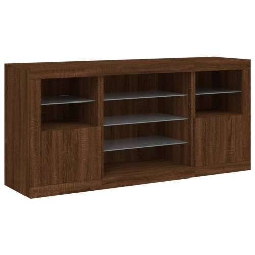 Komoda s LED svjetlima smeđa boja hrasta 142,5x37x67 cm - Smeđi hrast 1 Cijena
