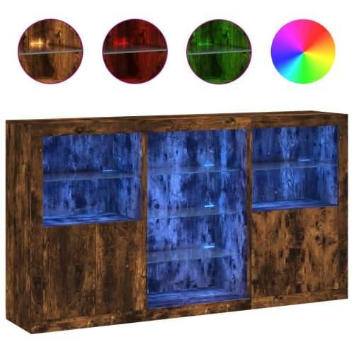 Komoda s LED svjetlima boja dimljenog hrasta 181,5x37x100 cm - Dimljeni hrast 1 Cijena