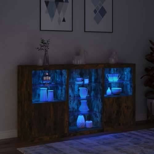 Komoda s LED svjetlima boja dimljenog hrasta 181,5x37x100 cm - Dimljeni hrast 1 Cijena