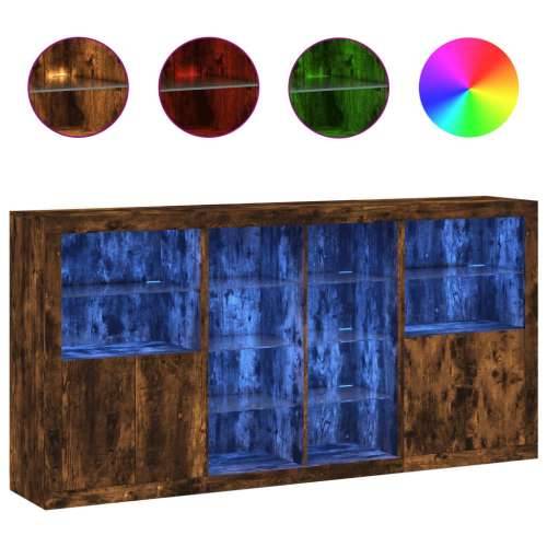Komoda s LED svjetlima boja dimljenog hrasta 202x37x100 cm - Dimljeni hrast 1 Cijena