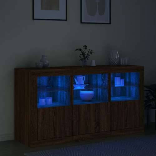 Komoda s LED svjetlima boja hrasta 123x37x67 cm - Smeđi hrast 1 Cijena