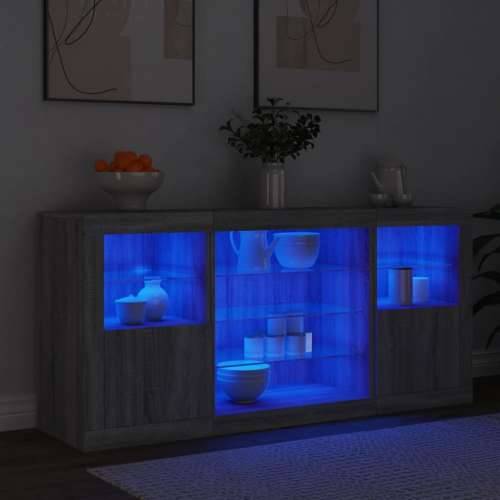 Komoda s LED svjetlima boja sivog hrasta 142,5x37x67 cm - Sivi hrast sonoma 1 Cijena