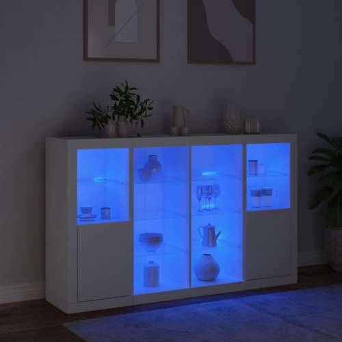 Komode s LED svjetlima 3 kom bijele od konstruiranog drva - Bijela 3 Cijena
