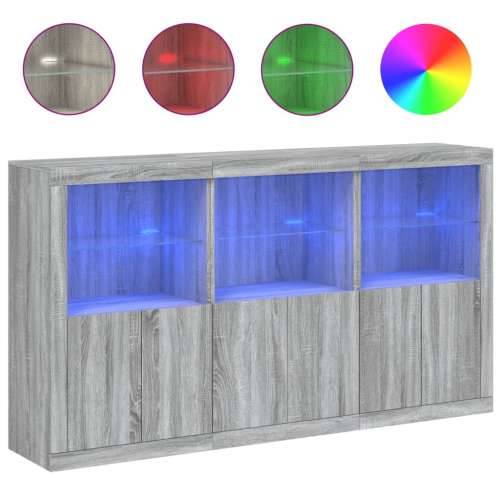 Komoda s LED svjetlima boja sivog hrasta 181,5x37x100 cm - Sivi hrast sonoma 1 Cijena