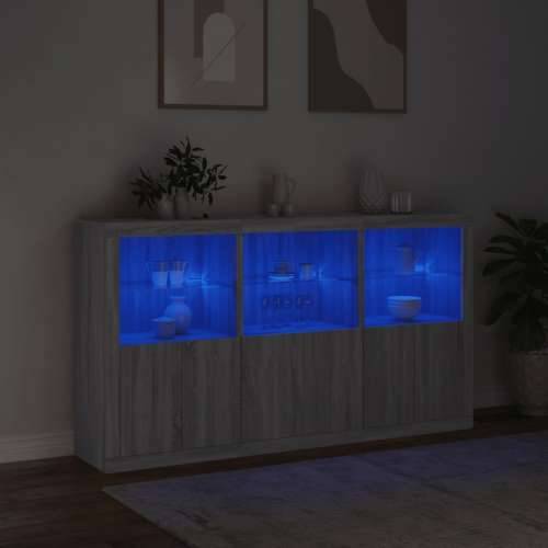 Komoda s LED svjetlima boja sivog hrasta 181,5x37x100 cm - Sivi hrast sonoma 1 Cijena