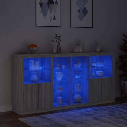 Komoda s LED svjetlima boja sivog hrasta 202x37x100 cm - Sivi hrast sonoma 1 Cijena