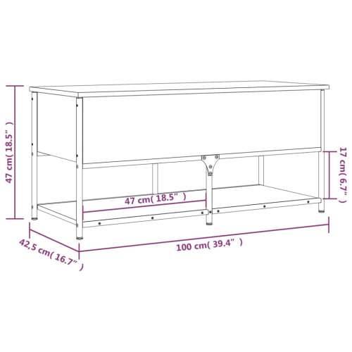 Klupa za pohranu siva boja hrasta 100x42,5x47 cm drvena - Sivi hrast sonoma 100 x 42.5 x 47 cm Cijena