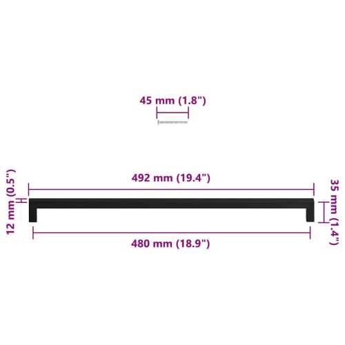 Ručke za ormarić 5 kom crne 480 mm od nehrđajućeg čelika - Crna 480 mm 5 Cijena