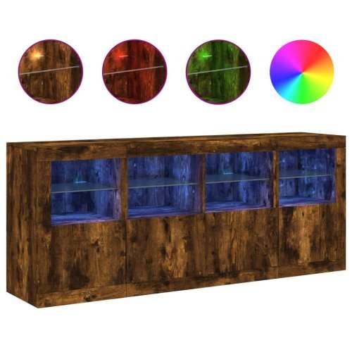 Komoda s LED svjetlima boja dimljenog hrasta 163x37x67 cm - Dimljeni hrast 1 Cijena