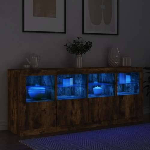 Komoda s LED svjetlima boja dimljenog hrasta 163x37x67 cm - Dimljeni hrast 1 Cijena