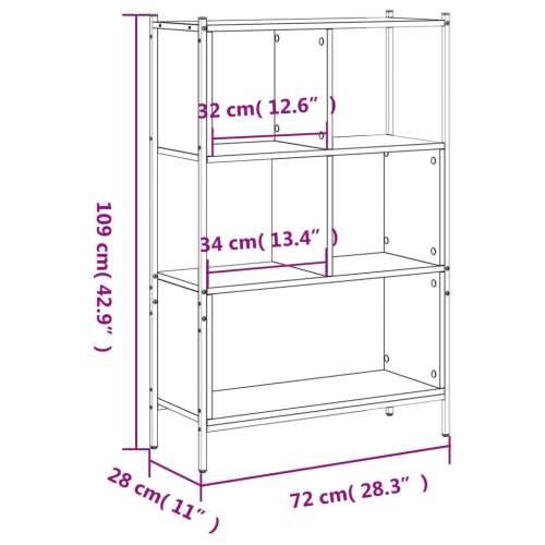 Regal za knjige boja hrasta 72x28x109 cm od konstruiranog drva - Dimljeni hrast 1 109 cm Cijena