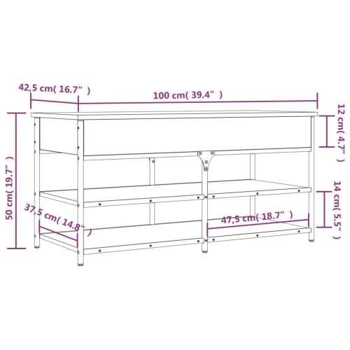 Klupa za cipele siva boja hrasta 100x42,5x50 cm drvena Sivi hrast sonoma 100 x 42.5 x 50 cm Cijena