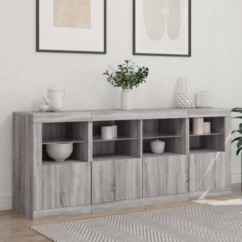 Komoda s LED svjetlima boja sivog hrasta 163x37x67 cm - Sivi hrast sonoma 1 Cijena