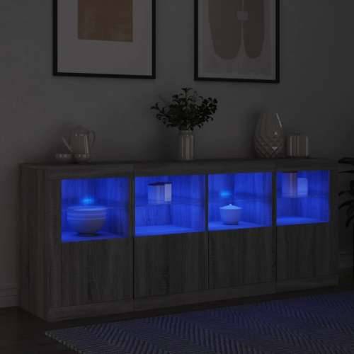 Komoda s LED svjetlima boja sivog hrasta 163x37x67 cm - Sivi hrast sonoma 1 Cijena
