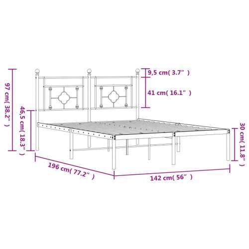 Metalni okvir za krevet s uzglavljem bijeli 135x190 cm - Bijela 135 x 190 cm s uzglavljem Cijena