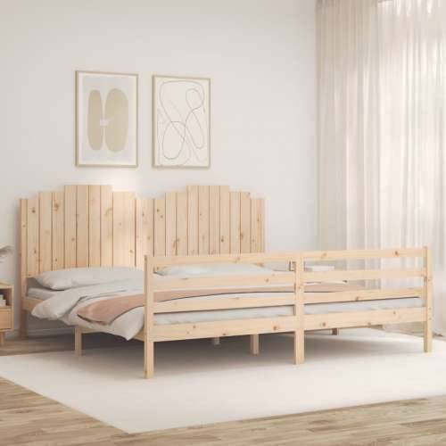 Okvir kreveta s uzglavljem 200 x 200 cm od masivnog drva - Prirodna 200 x 200 cm Cijena