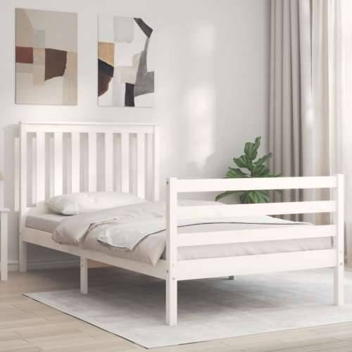 Okvir za krevet s uzglavljem crni 100x200 cm od masivnog drva - Bijela 100 x 200 cm Cijena