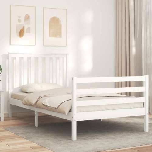 Okvir za krevet s uzglavljem crni 100x200 cm od masivnog drva - Bijela 100 x 200 cm Cijena