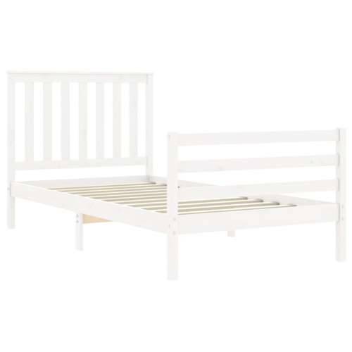 Okvir za krevet s uzglavljem crni 100x200 cm od masivnog drva - Bijela 100 x 200 cm Cijena