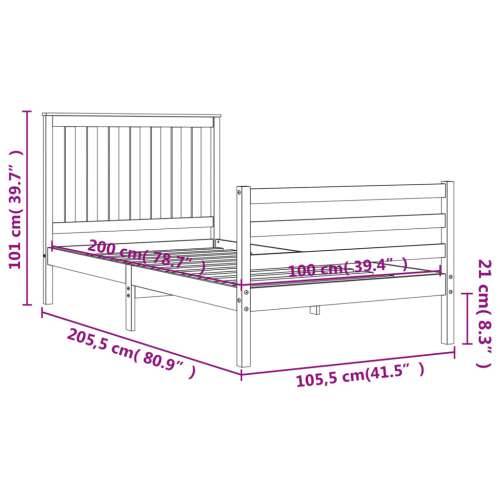 Okvir za krevet s uzglavljem crni 100x200 cm od masivnog drva - Bijela 100 x 200 cm Cijena