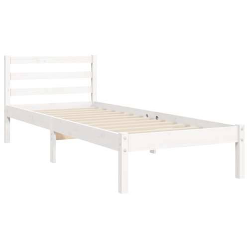 Okvir kreveta s uzglavljem bijeli mali od masivnog drva - Bijela 75 x 190 cm Cijena