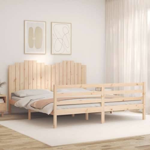 Okvir kreveta s uzglavljem veliki bračni od masivnog drva - Prirodna 180 x 200 cm Cijena