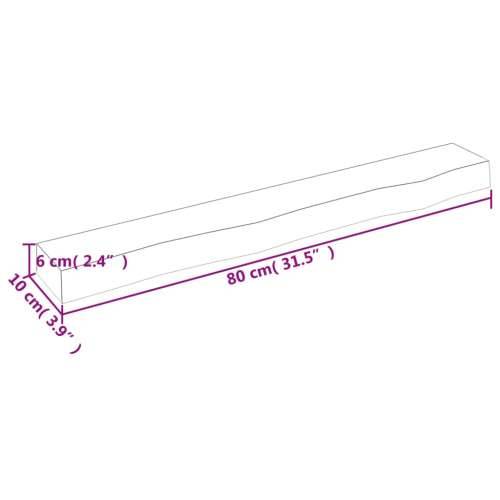 Zidna polica 80 x 10 x 6 cm od neobrađene masivne hrastovine - Prirodna 80 x 10 x 6 cm 1 Cijena