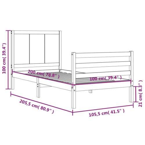 Okvir za krevet s uzglavljem 100x200 cm od masivnog drva - Prirodna 100 x 200 cm Cijena