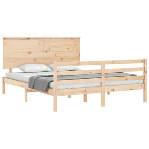 Okvir kreveta s uzglavljem veliki bračni od masivnog drva - Prirodna 150 x 200 cm Cijena