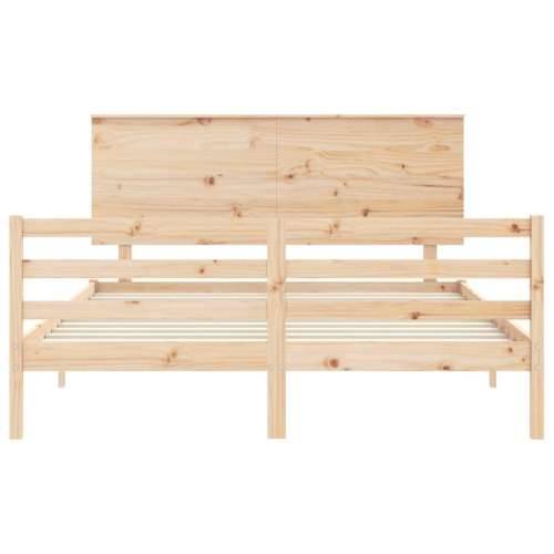 Okvir kreveta s uzglavljem veliki bračni od masivnog drva - Prirodna 150 x 200 cm Cijena
